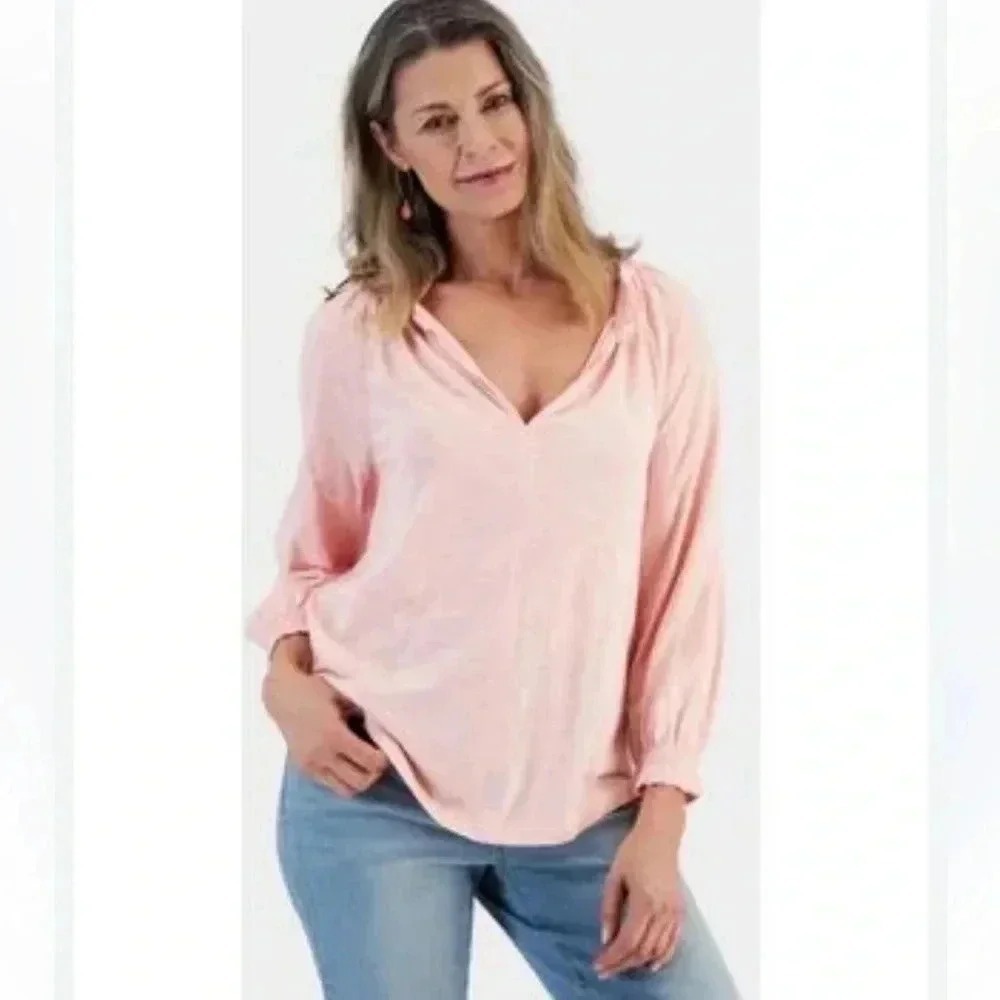 Style & Co. Women's Cotton Modal Beautiful Feminine Bohemian Style Blouse Small